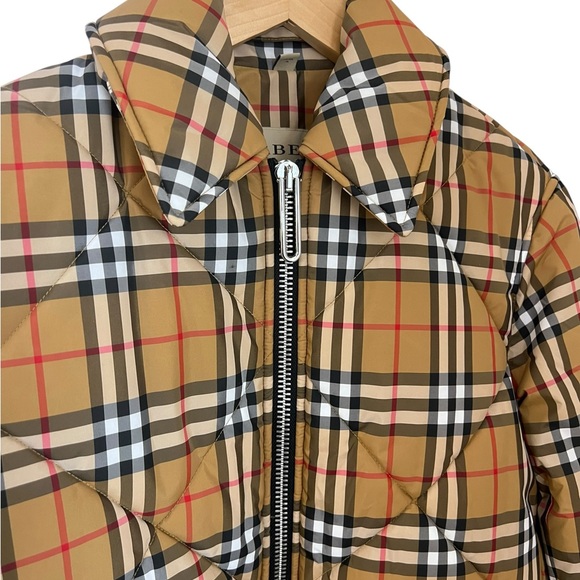Burberry Beige Vintage Check Print Knowstone Puffer Jacket - Picture 7 of 9